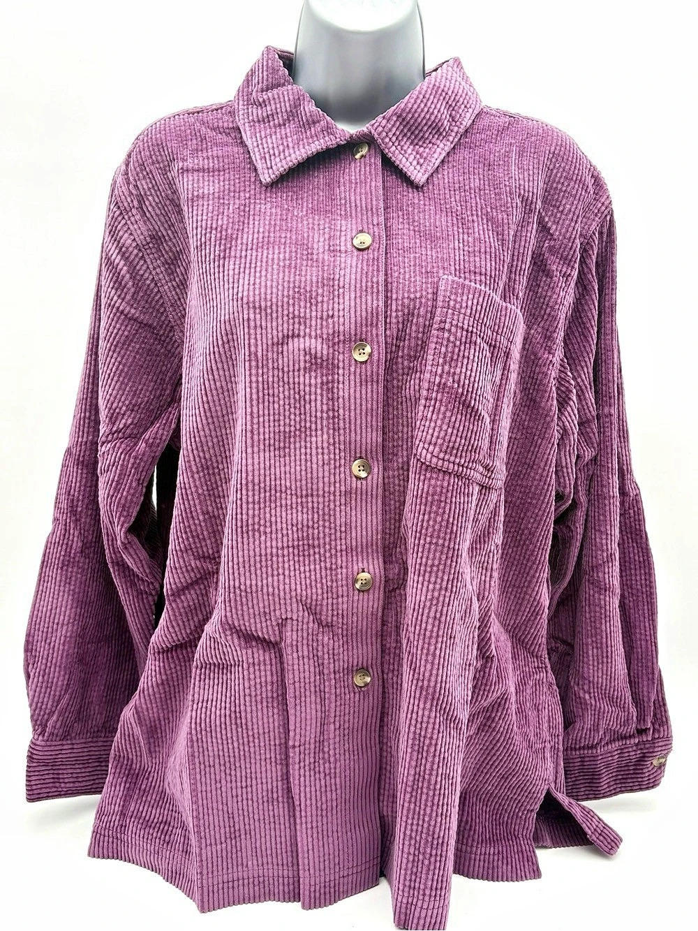 L.L. Bean Women's Purple Corduroy Shirt Jacket Size Large Petite- Cozy Layer New
